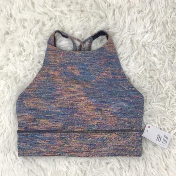 NWT Lululemon Energy Bra High Neck Long Line Spectral Fusion Jacquard Autumn Red - Picture 1 of 5